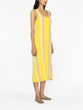 Joseph Stripe-print Knit Midi Dress In Yellow stripe